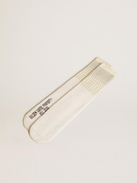 Golden Goose Worn-white socks with applied crystals