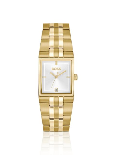 BOSS STRIVO GOLD-TONE WATCH WITH STRIPE DETAIL