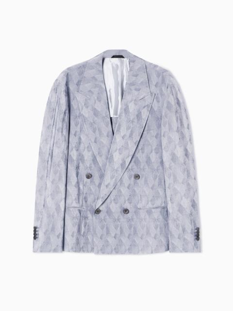 GIORGIO ARMANI VISCOSE AND SILK JACQUARD DOUBLE-BREASTED JACKET