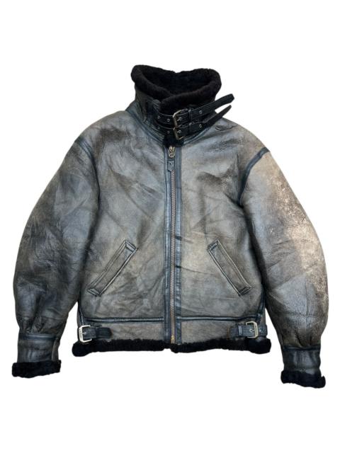 Other Designers Vintage 80s Avirex B3 Scovill Sunfaded Black Leather Jacket