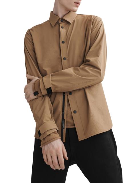 rag & bone rag & bone Flyweight Ripstop Snap-Up Shirt in Ermine at Nordstrom