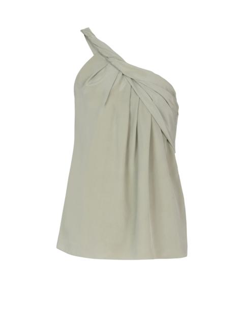Balmain Draped one-shoulder silk crepe top