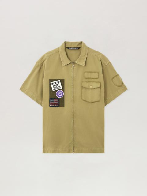 Palm Angels Military Patch Zipped Shirt