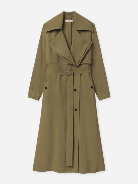 CO Double Layer Belted Trench in Viscose Twill