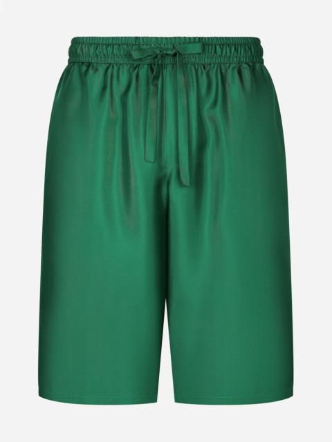 Dolce & Gabbana Embroidered silk jogging shorts