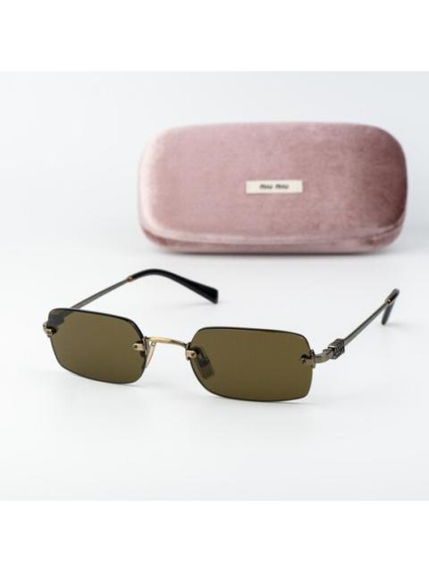 Miu Miu Miu Miu Women Sunglasses Old Gold Brown Rectangle MUB50S 26C09Z NEW AUTHENTIC