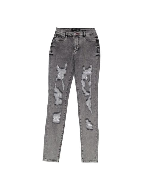 PHILIPP PLEIN Philipp Plein Destroyed High-Waist Denim Jeggings
