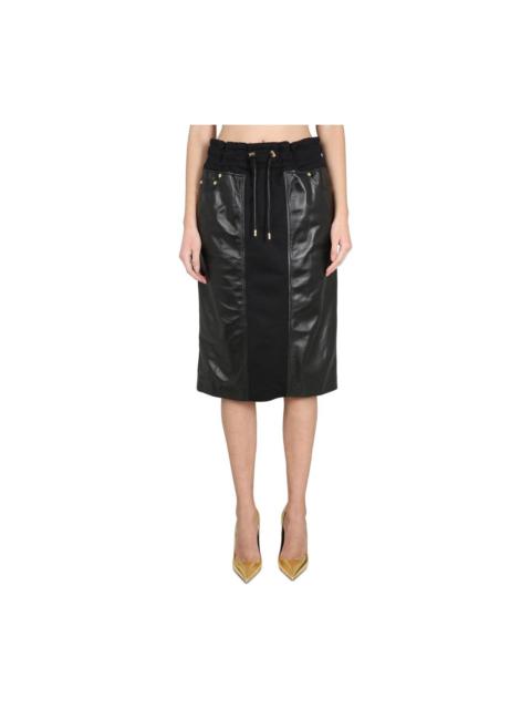TOM FORD Drawstring Leather Midi Skirt