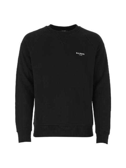 Balmain Balmain Flock Logo Print Cotton Sweatshirt, Size Medium