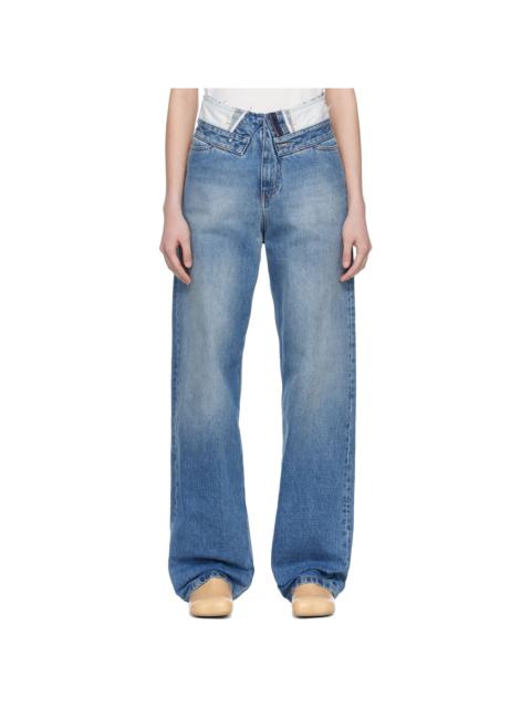 MM6 Maison Margiela Blue Straight-Leg Jeans