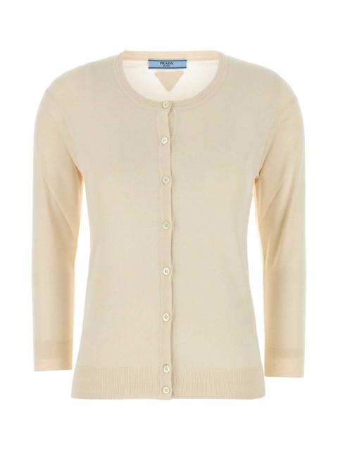 Prada Prada Women Sand Silk Blend Cardigan
