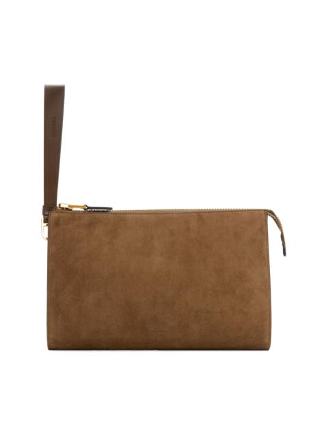 TOM FORD Brown Suede Calf Leather Mini Flat Pouch