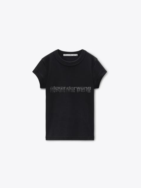 Alexander Wang Crystal Hotfix Logo Cotton Baby Tee