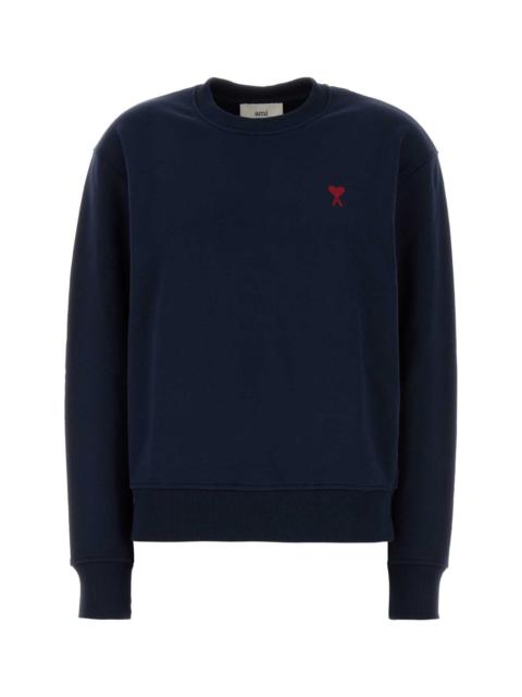 AMI Paris Ami Women Midnight Blue Stretch Cotton Sweatshirt
