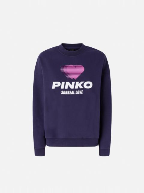 PINKO HEART-PRINT SWEATSHIRT WITH LOGO