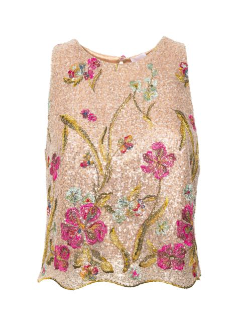 LORETTA CAPONI Berillo Embroidered Top light pink