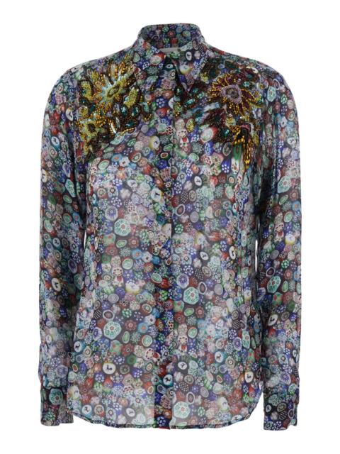 Dries Van Noten Dries Van Noten Women 'Chowy' Multicolor Shirt With Classic Collar And All-Over Embroidery In Viscos