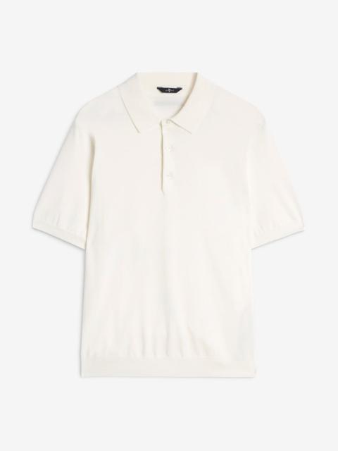 7 For All Mankind Short Sleeve Polo Sweater in Off White