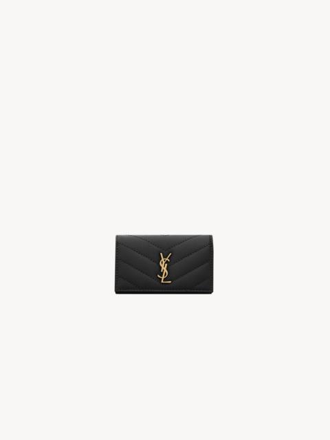 SAINT LAURENT CASSANDRE SLIM KEY CASE IN GRAIN DE POUDRE LEATHER