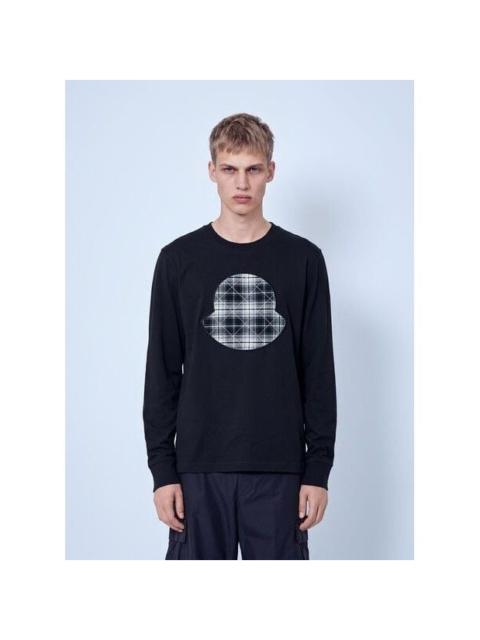 Moncler MONCLER Check Panel Cotton Jersey T-Shirt Black New & Authen