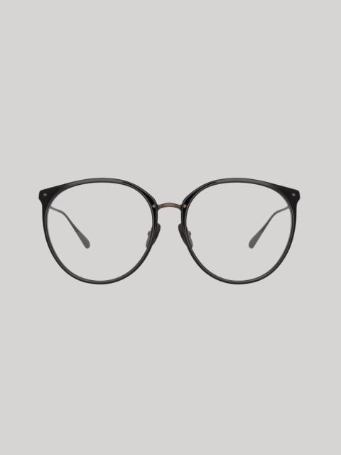 LINDA FARROW KINGS OVAL OPTICAL FRAME IN MATT BLACK
