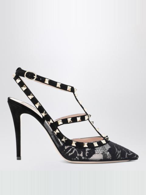 Valentino High black Rockstud lace pumps