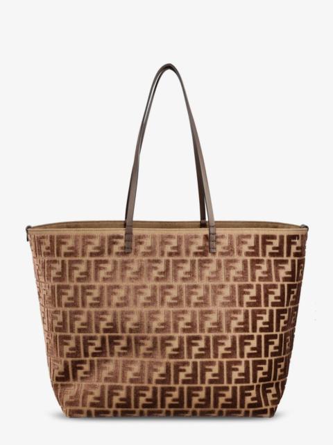 FENDI Fendi Roll Large Ff Jacquard Fabric Shopping Bag