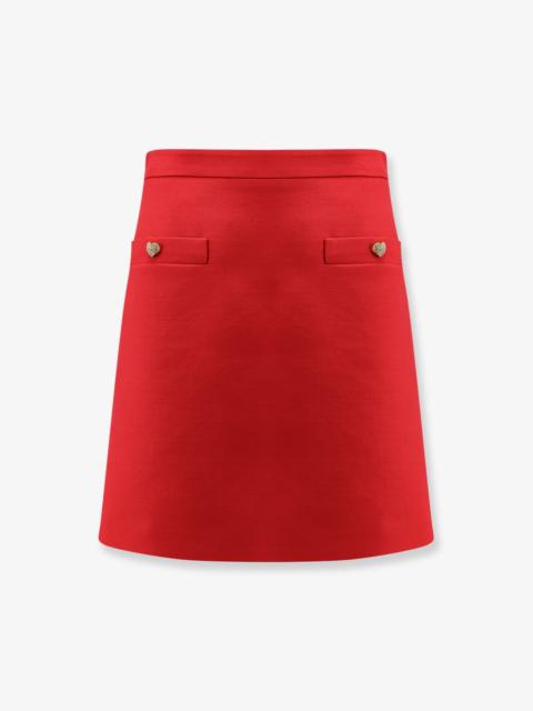 Valentino Women Crepe Couture Skirt With Heart Jewel Buttons