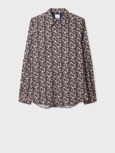 Paul Smith Black 'Good Fortune Floral' Tailored-Fit Shirt