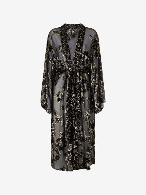 Roberto Cavalli See-Through Robe With Floral Pattern