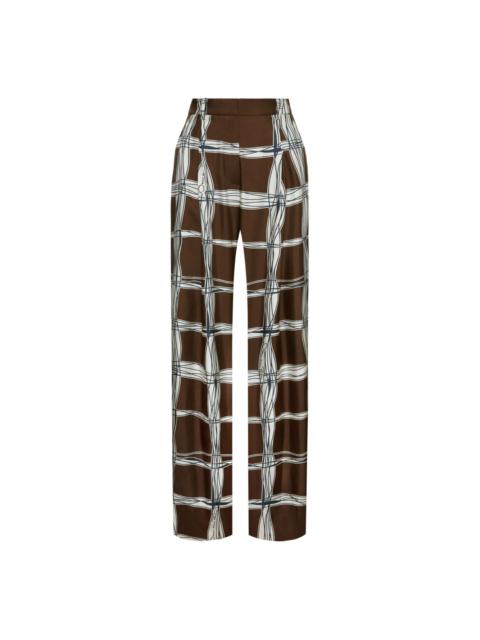 pleated plaid trousers