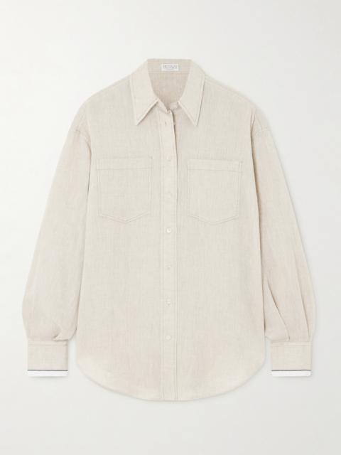 Brunello Cucinelli Bead-embellished Linen Shirt