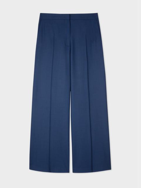 Paul Smith Women's Navy Wool-Hopsack Wide Leg Trousers