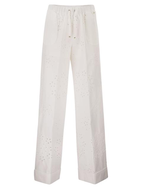 Herno Herno Women Trousers With Broderie Anglaise Detailing