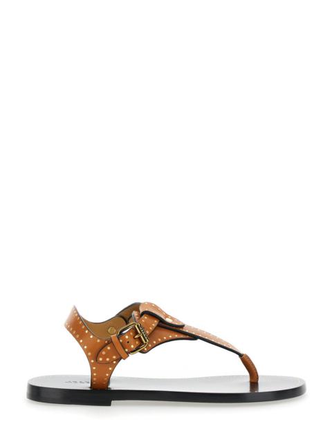 Isabel Marant Women 'Jooni' Brown Sandals With Buckle Closure And Metal Studs In Leather Woman