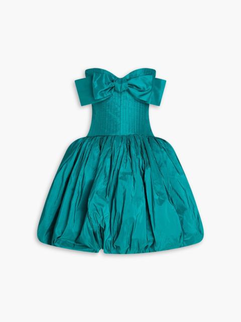 Oscar de la Renta Strapless bow-embellished silk-taffeta mini dress