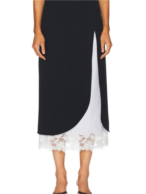 HELSA The Midi Pencil Skirt With Lace & Poplin