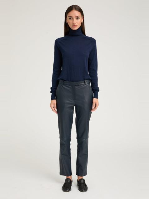 SPRWMN MIDNIGHT LEATHER SOPHIA CIGARETTE TROUSERS