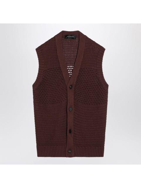 Tagliatore - Tagliatore Brown perforated cotton vest