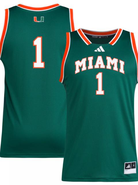 adidas adidas Men's Miami Hurricanes Green Swingman Jersey