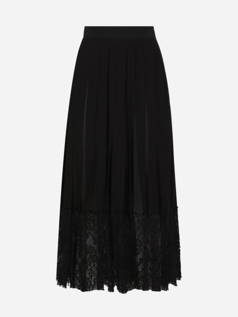 Dolce & Gabbana Long georgette skirt with lace edgings