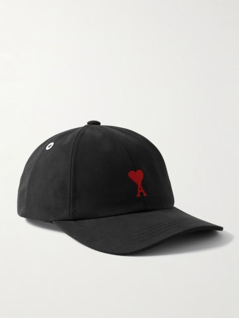AMI Paris Logo-Embroidered Cotton-Twill Baseball Cap Black