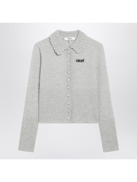 Chloé Chloé Light Grey Wool Cardigan With Logo Women