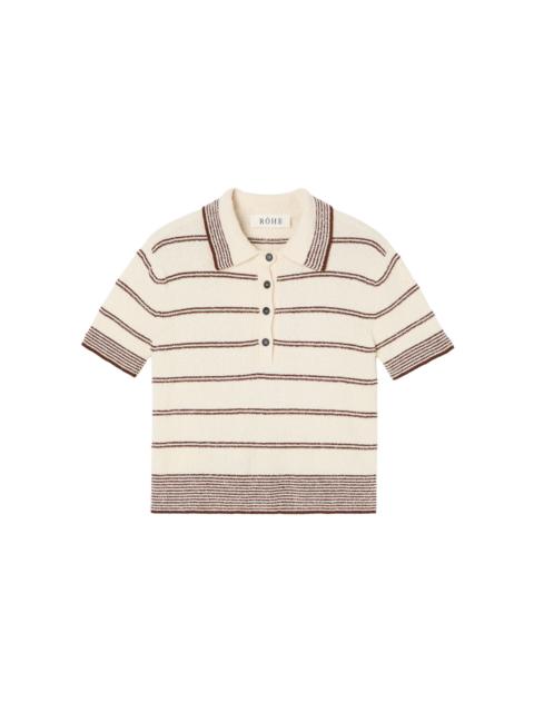 RÓHE Striped Cotton-Blend Terry Cloth Polo Shirt stripe