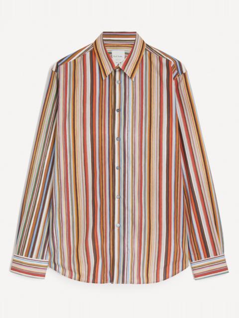 Paul Smith Painted Signature Stripe Print Cotton Shirt