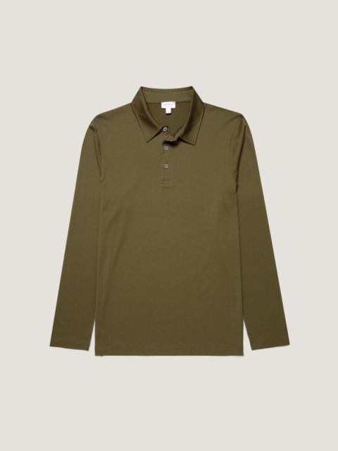 Sunspel Long Sleeve Classic Jersey Polo Shirt