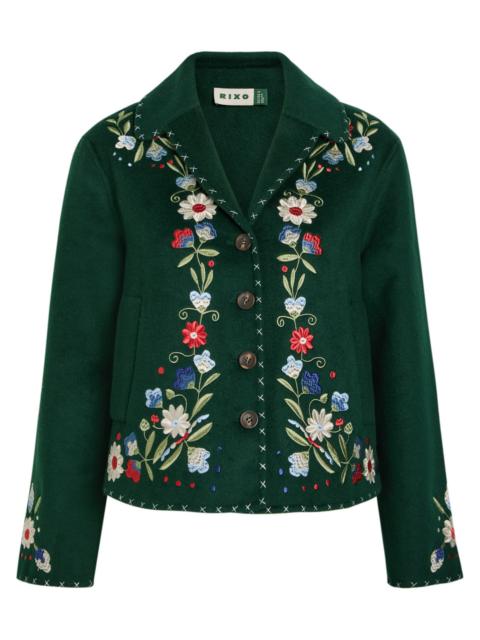 RIXO Rixo Jude Floral-embroidered Wool-blend Jacket