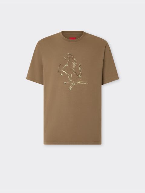 Ferrari Cotton T-shirt with Prancing Horse print