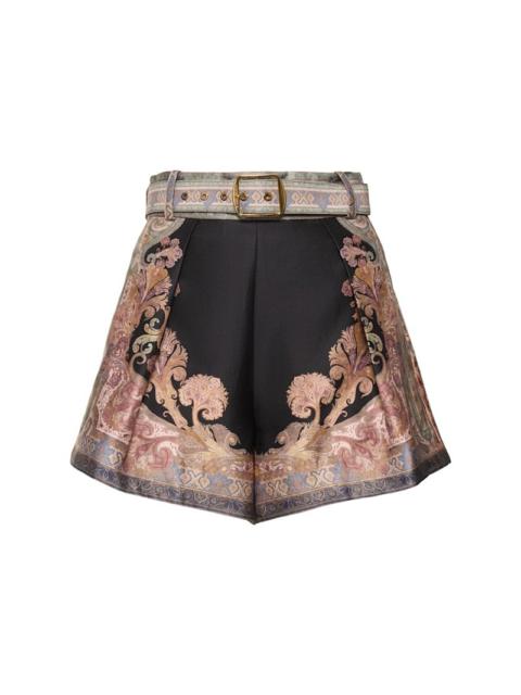 Illustration silk & cotton shorts