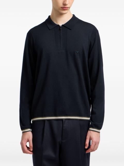 EMPORIO ARMANI half-zip wool polo shirt